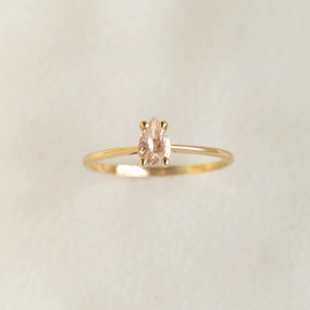 Pear Shaped Morganite Ring 14k Gold - Martine Elegant Form