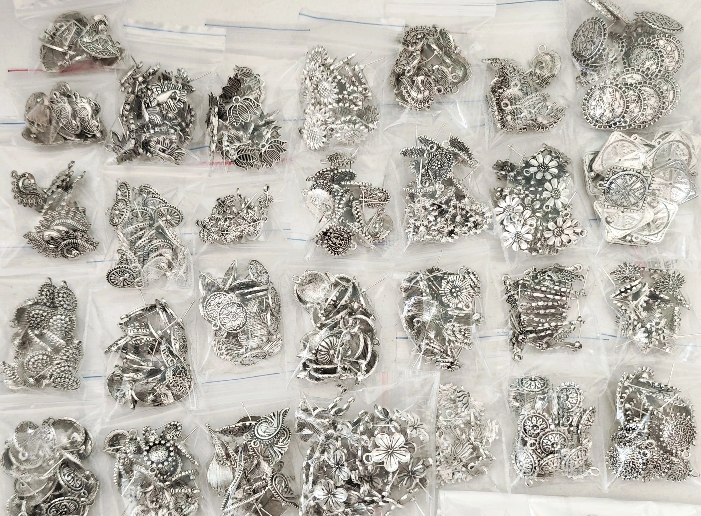 1 kg Silver earrings stud components assorted designs mixed lot metal earrings findings ESSMX1 Square Trinket