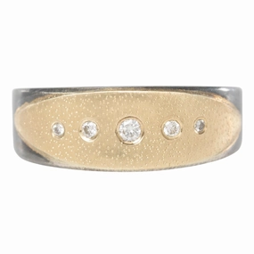 Distinct Detail Vivid Accent Peas in a Pod Cigar Band - 14k Gold, Oxidized Silver   VS White Diamonds