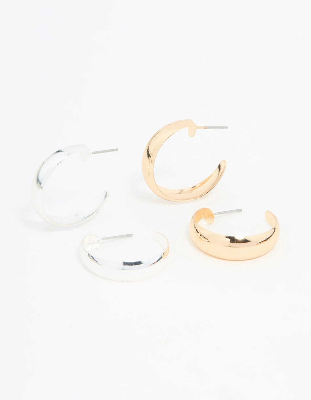 Mixed Metal Teardrop & Round Hoop Earrings 2-Pack Wedding Ensemble