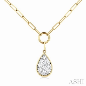 1/4 Ctw Lovebright Pear Shape Round Cut Diamond Paperclip Necklace in 14K Yellow & White Gold Amazing Style