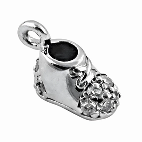 Office Wear Item Antique CZ Gemstone Silver Shoe Pendant - 925 Sterling Silver Jewelry