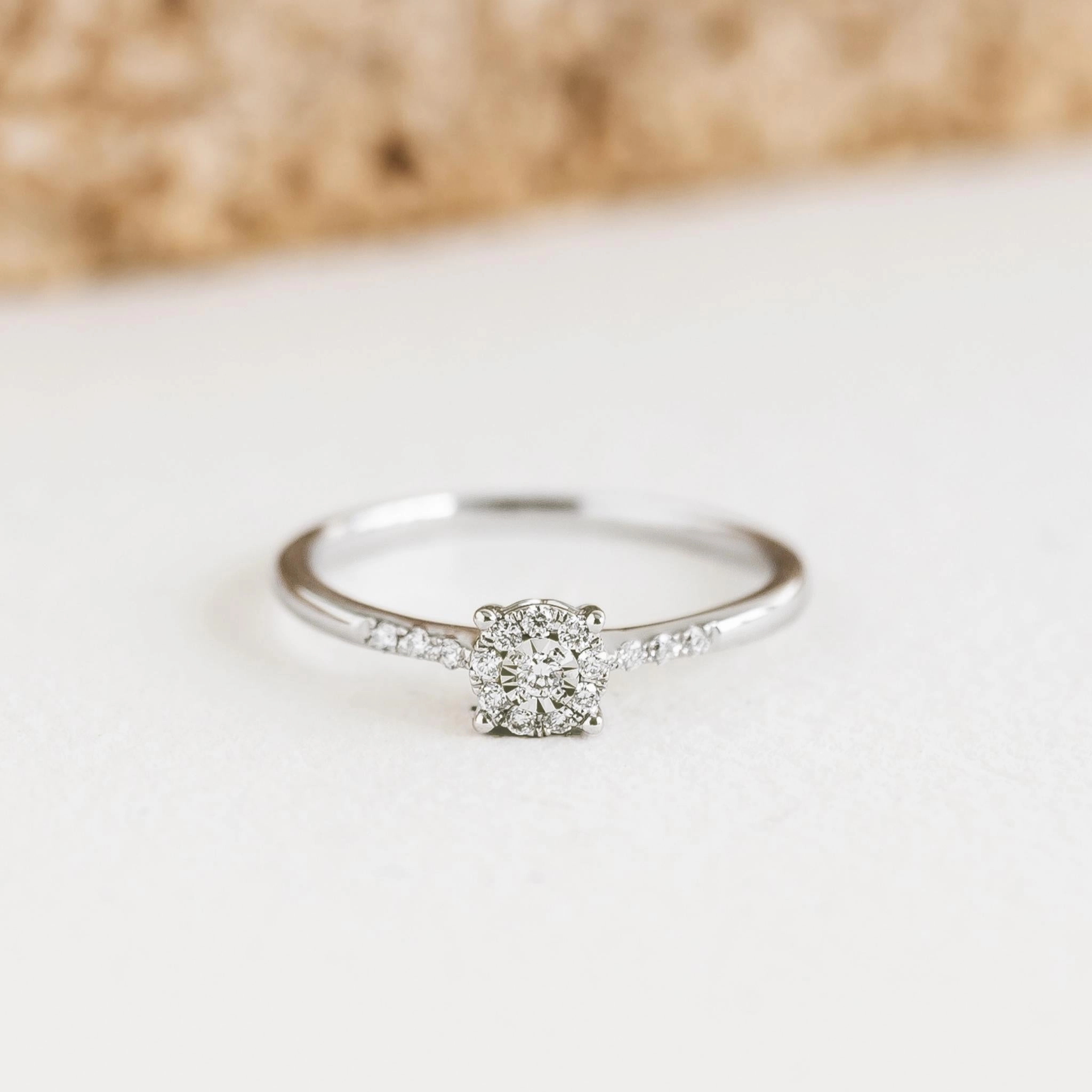 Inspired Accent Round Cluster Diamond Ring White Gold - Zaira