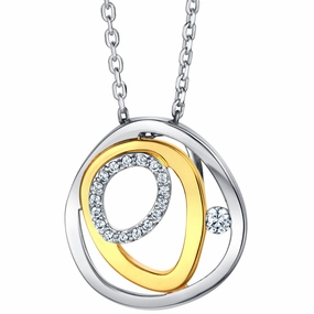 Splendid Accessory Two-Tone Sterling Silver Floating Halo Pendant