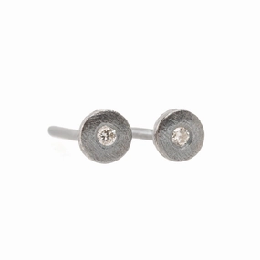 Glimmer Accent Sophisticated piece Petite Silver   Diamond Studs -  Oxidized Silver   VS Diamond
