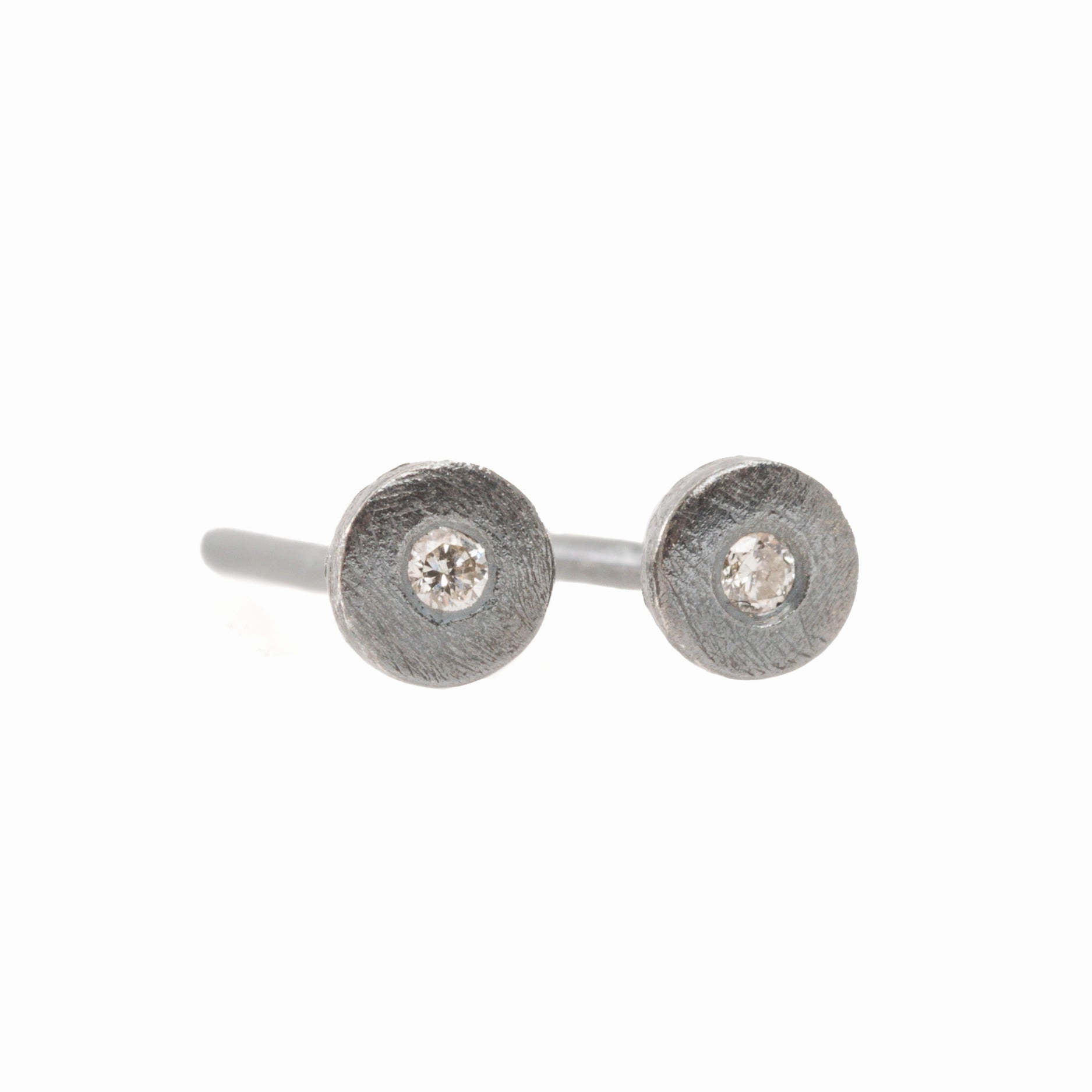 Glimmer Accent Sophisticated piece Petite Silver   Diamond Studs -  Oxidized Silver   VS Diamond