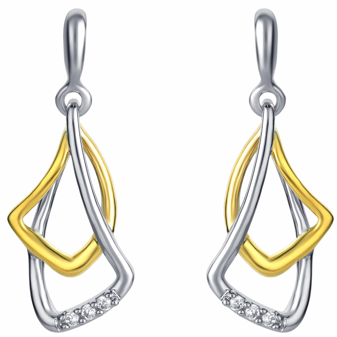 Daytime Embellishment Creative Embellishment Two-Tone Sterling Silver Waterfall Petals Drop Earrings