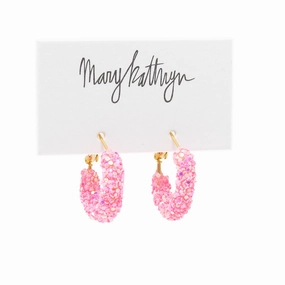 Pink Glitter Hoops Elegant Form Cool Contrast