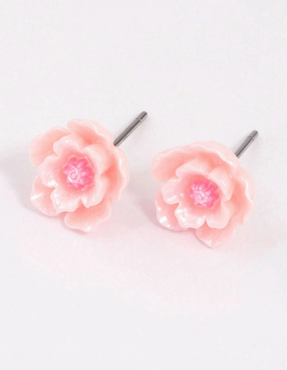 Pink Pearlised Flower Stud Earrings Exclusive Jewelry Festive Touch