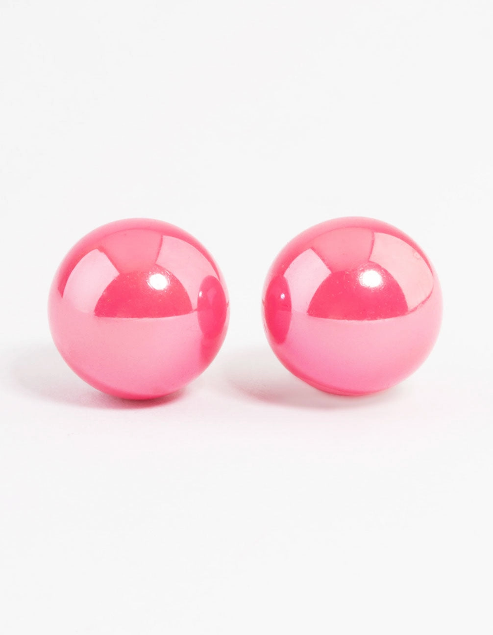 Daily Layer Pink Shiny Ball Stud Earrings