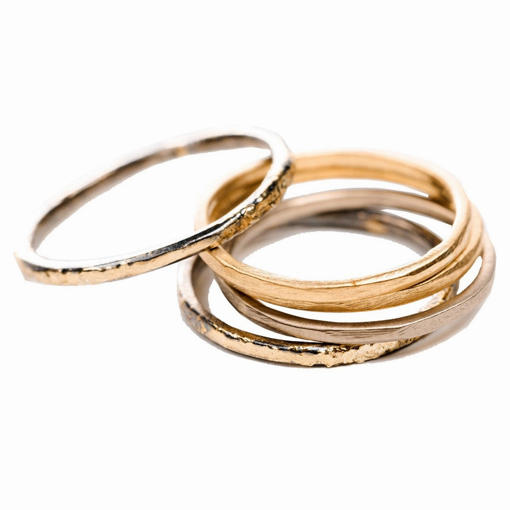 Chic Pick Pinky/Midi Stackers - 22k/18ky Gold, 14kpw Gold   Oxidized Silver