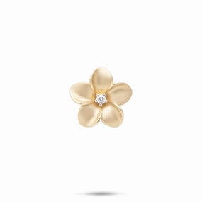 Birthday Style Plumeria Pendant in Gold with Diamond - 16mm