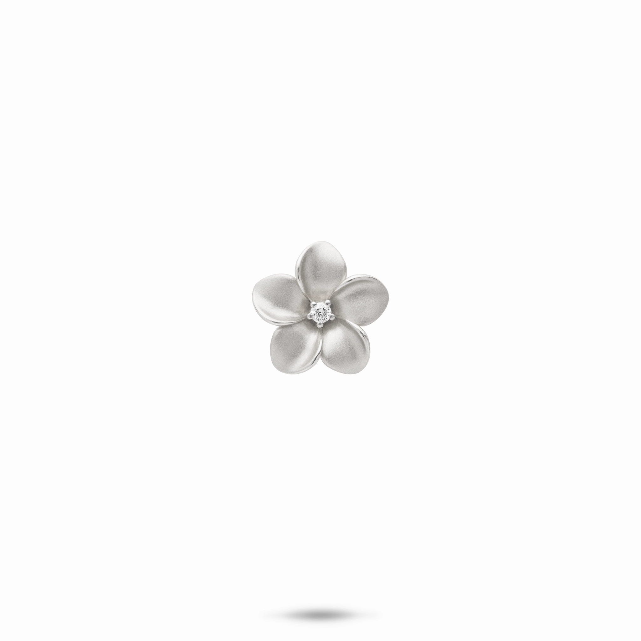 Plumeria Pendant in White Gold with Diamond - 11mm Distinct Accent