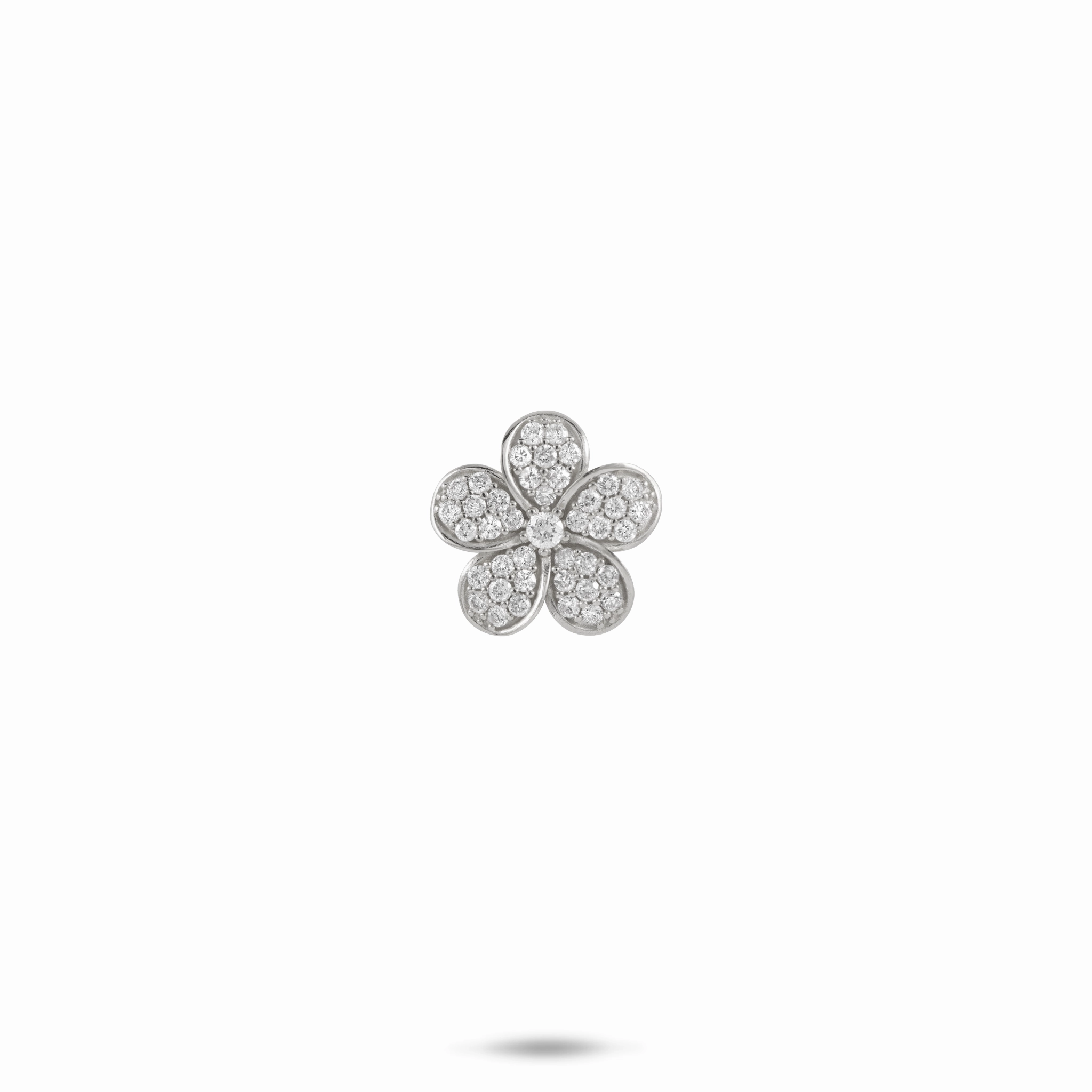 Plumeria Pendant in White Gold with Diamonds - 11mm Hooked Jewelry