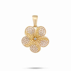 Stunning Style Plumeria Yellow Sapphire Pendant in Gold with Diamonds - 20mm