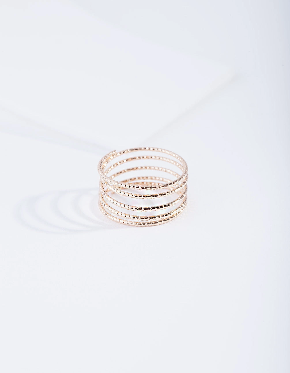 Gold Diamond Cut Spiral Ring Evening Glow Formal Detail