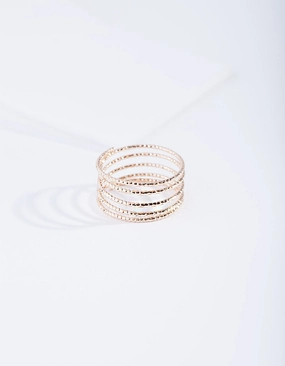 Gold Diamond Cut Spiral Ring Evening Glow Formal Detail