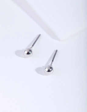 Silver Mini Plain Ball Stud Earrings Luxe Lookbook Signature Charm
