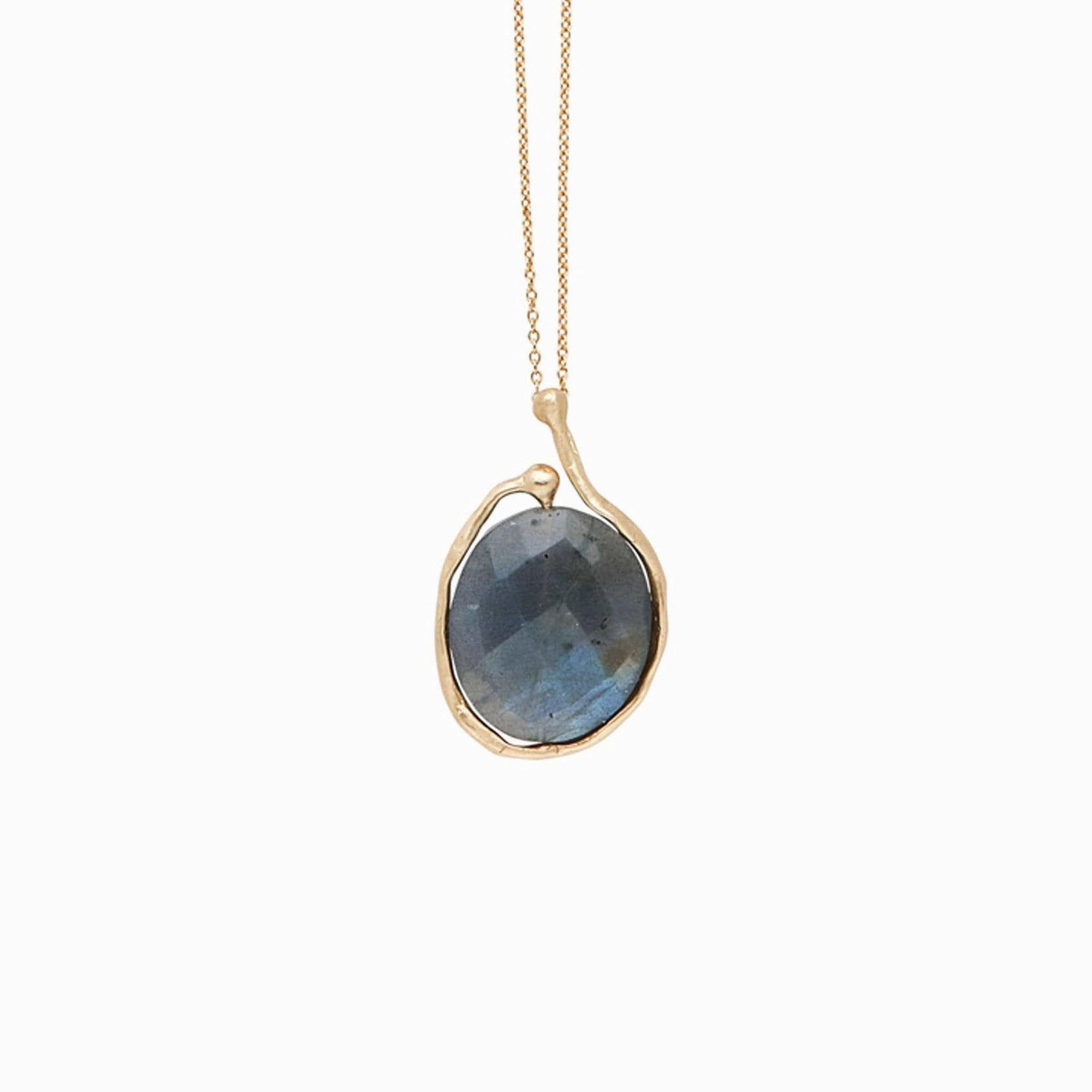 Minimalist Accent Luxury Radiance Saturn Bronze Labradorite Pendant Necklace