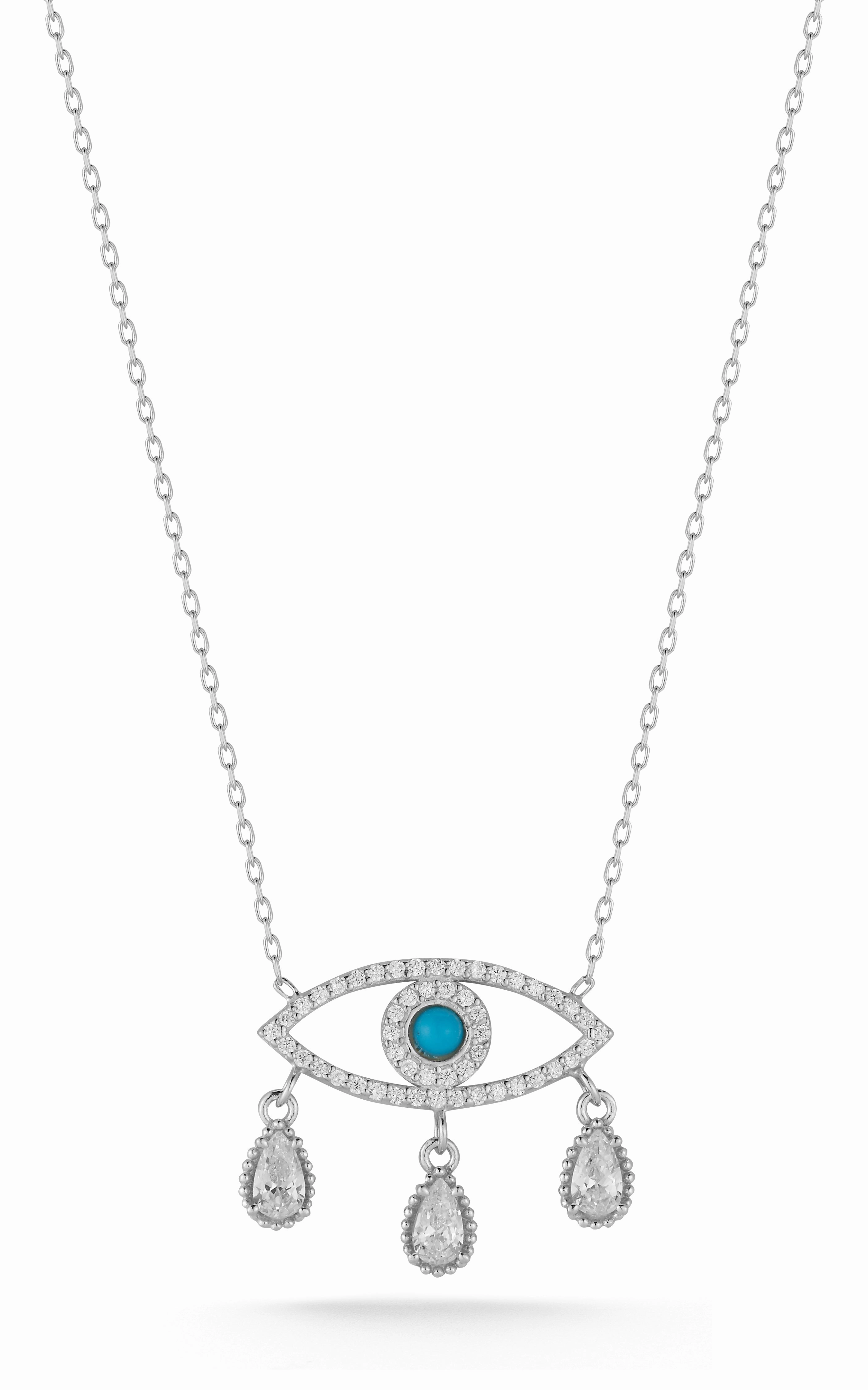 Tear Drop Evil Eye Necklace Shining Detail Premium Piece