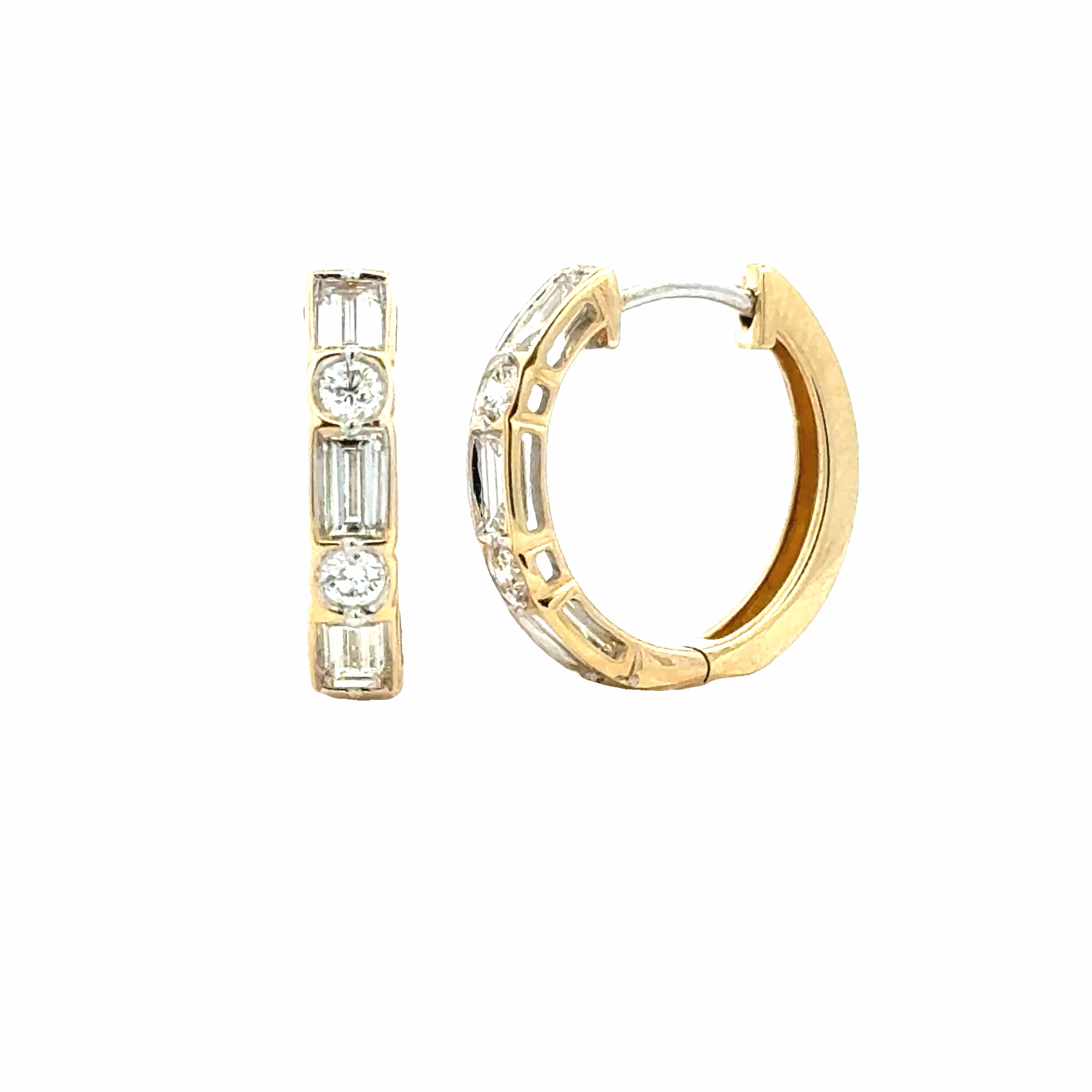 Tiny Embellishment Corporate Accessory 14 Karat Yellow Gold Small Hoop Earrings (.964cttw)