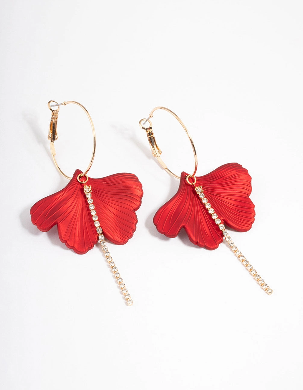 Gold Large Petal & Cup Chain Hoop Earrings Chic Day