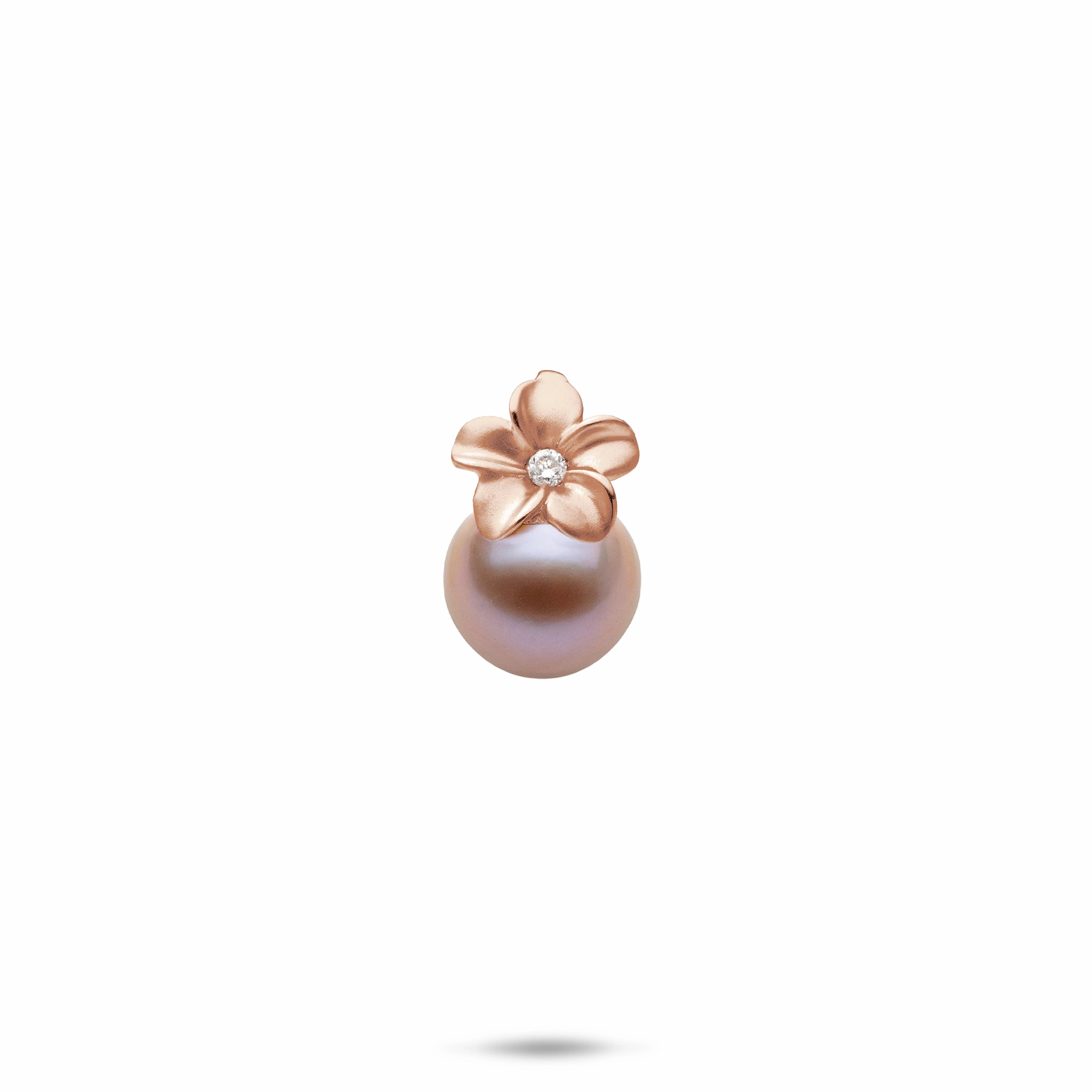Regional Piece Elegant adornment Plumeria Lavender Freshwater Pearl Pendant in Rose Gold with Diamond - 9mm