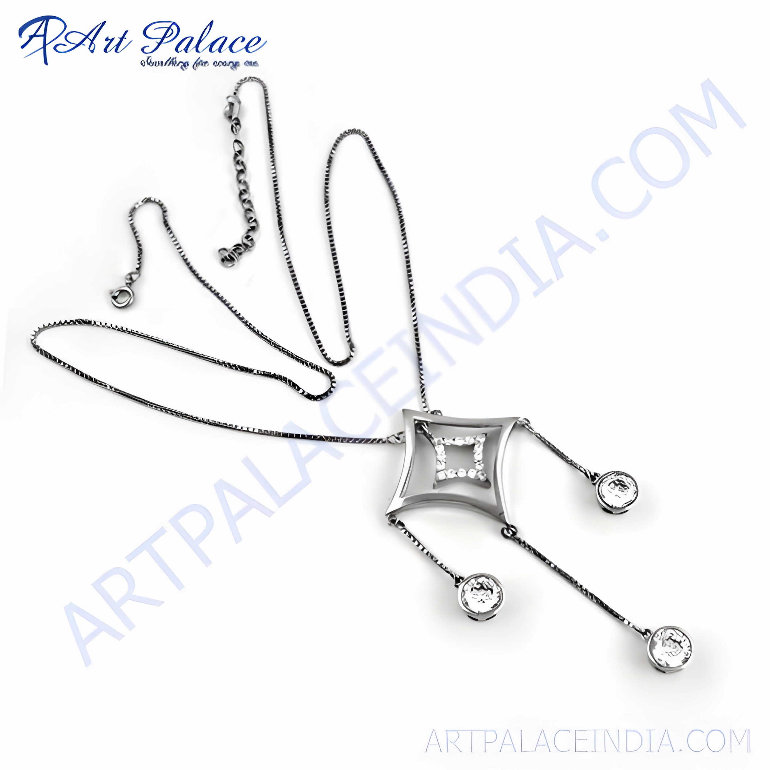 Luxury Touch Birthday Style Newest Design Cubic Zirconia Gemstone Silver Necklace | Superior CZ Necklace Collection