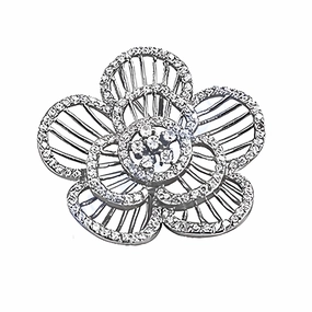 Minimalist Item Artistic Accent Delicate Flower Style CZ Gemstone Silver Pendant - Elegant Jewelry