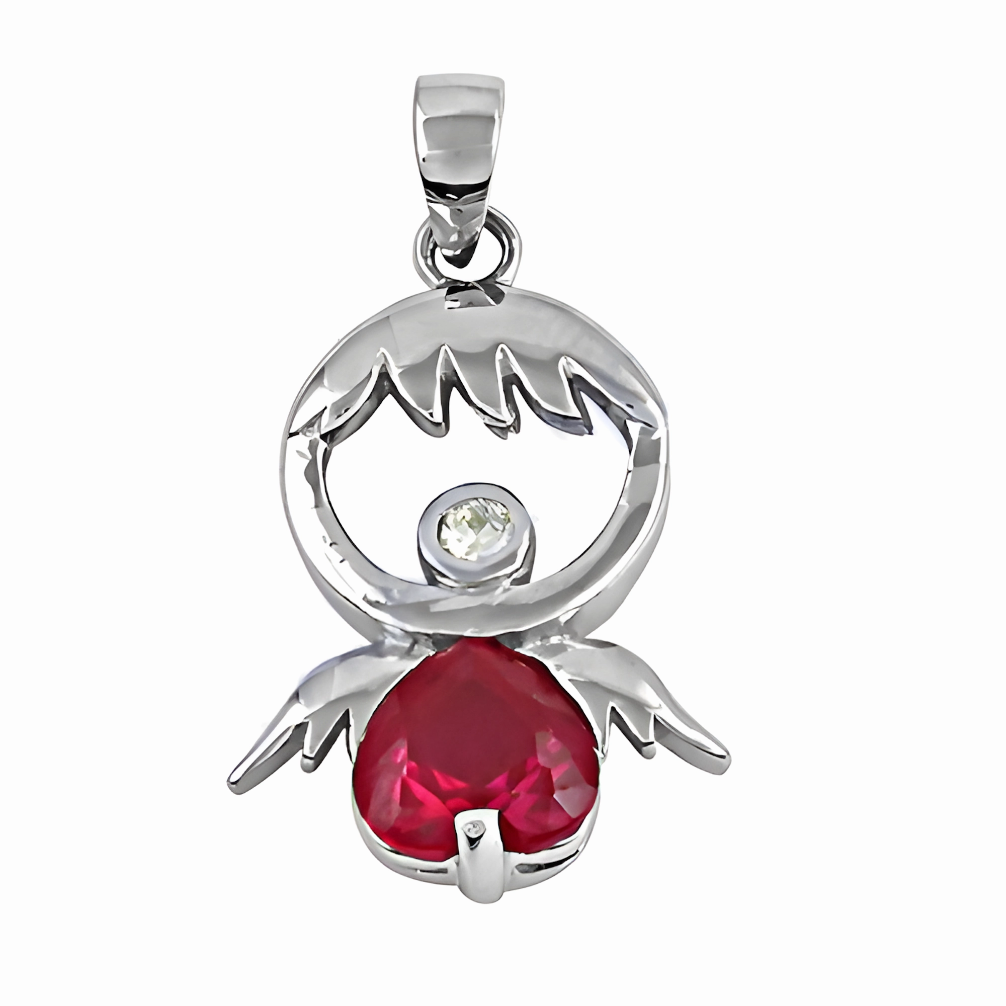 work event Contemporary Present Cute Flying Bird Style Pink Glass CZ Silver Pendant - Adorable Jewelry for Bird Lovers