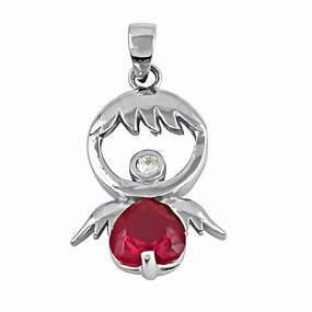 work event Contemporary Present Cute Flying Bird Style Pink Glass CZ Silver Pendant - Adorable Jewelry for Bird Lovers