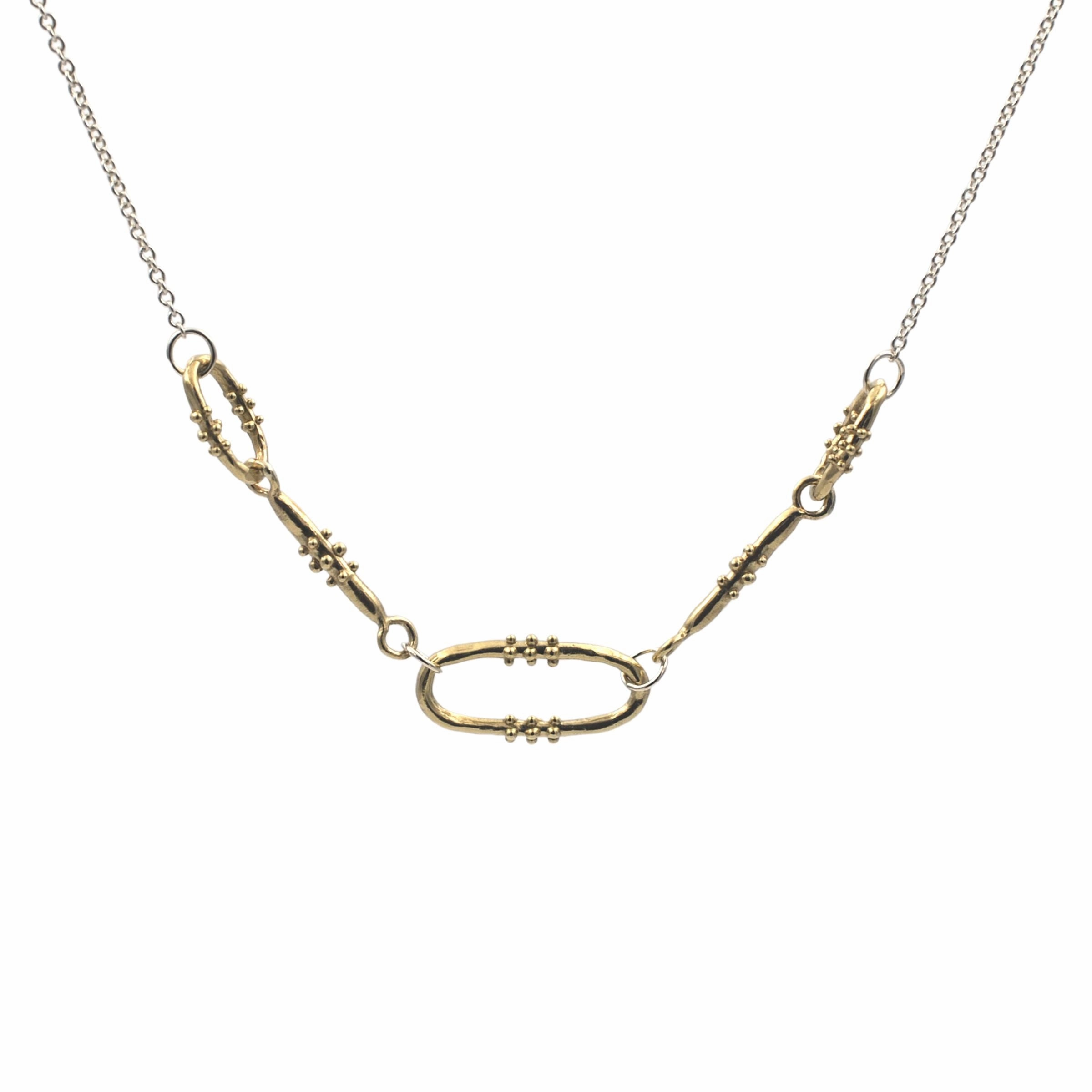 Granule Charm Necklace - Brass   Sterling Silver Festive Accent