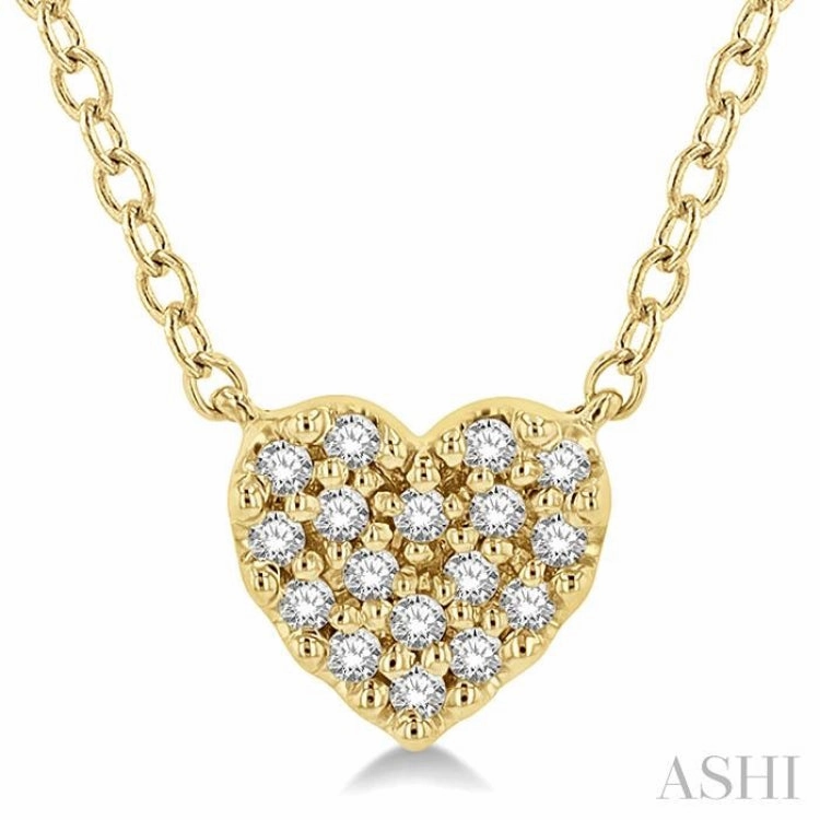 1/10 Ctw Heart Charm Round Cut Diamond Petite Fashion Pendant With Chain in 10K Yellow Gold Artisan Ornament
