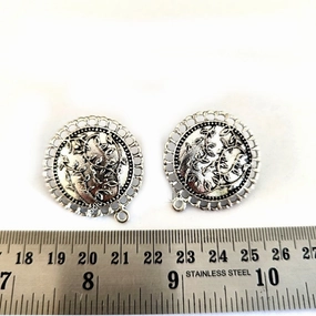 Silver vine round stud components metal earrings findings ESS72 Round Accent Vibrant Decoration
