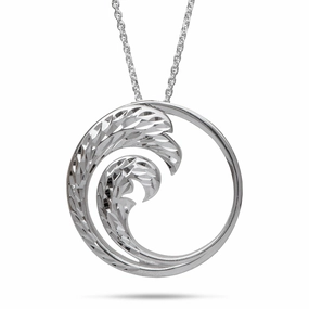 24" Adjustable Nalu Pendant Necklace in Sterling Silver - 30mm All Ages Jewelry Braided Jewelry