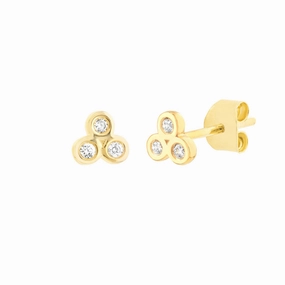 Chic Option 14K Gold 1/15tcw Diamond Trinity Stud Earrings