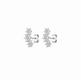 Exquisite Adornment Triple Silver Flower Studs