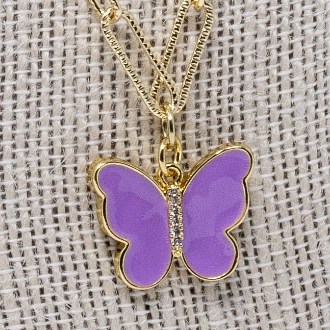 Purple Butterfly Necklace Styled Set
