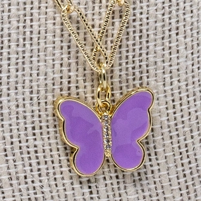 Purple Butterfly Necklace Styled Set