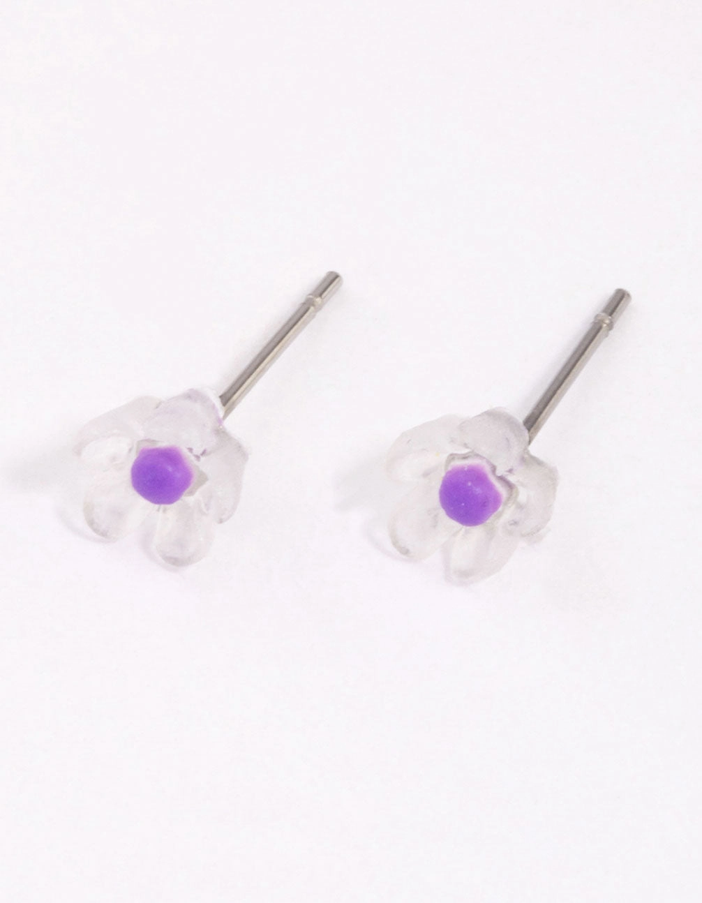 Edgy Light Warm Accent Purple Frosted Flower Stud Earrings