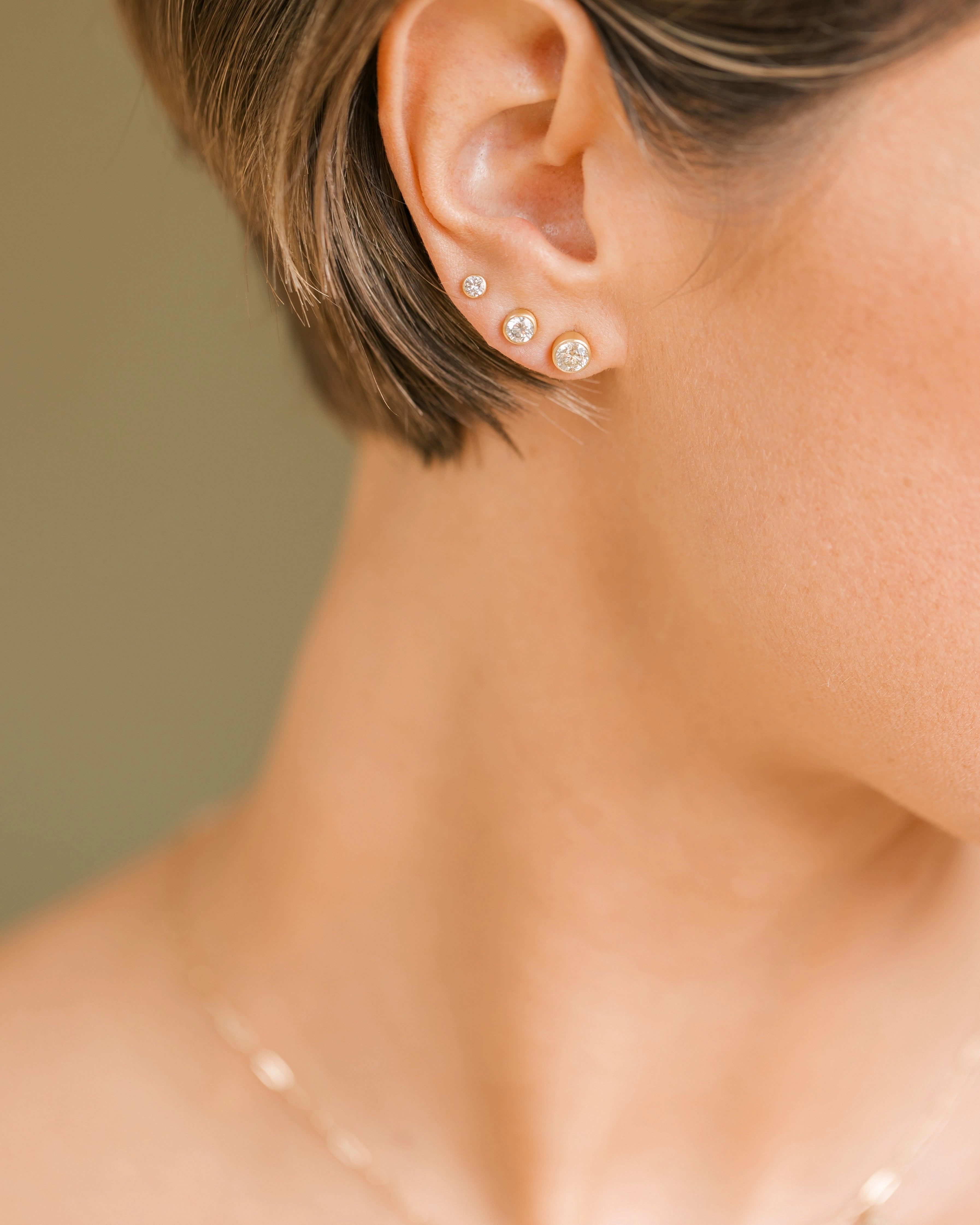 Radiance Diamond Studs - 18k Gold, Oxidized Silver   Reclaimed Diamonds Captivating Form