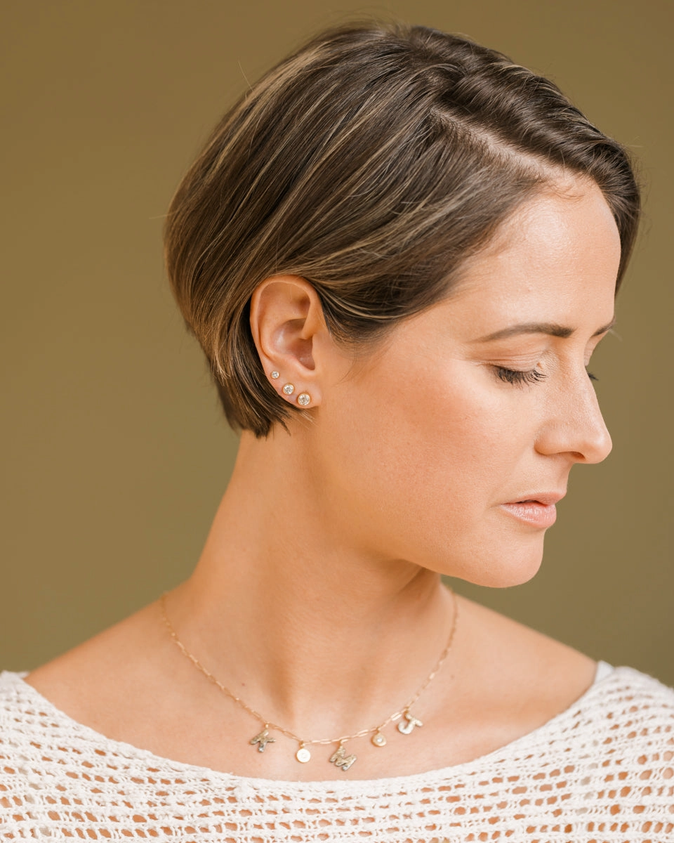 Bright Highlight Alluring piece Radiance Diamond Studs - 18k Gold, Oxidized Silver   Reclaimed Diamonds