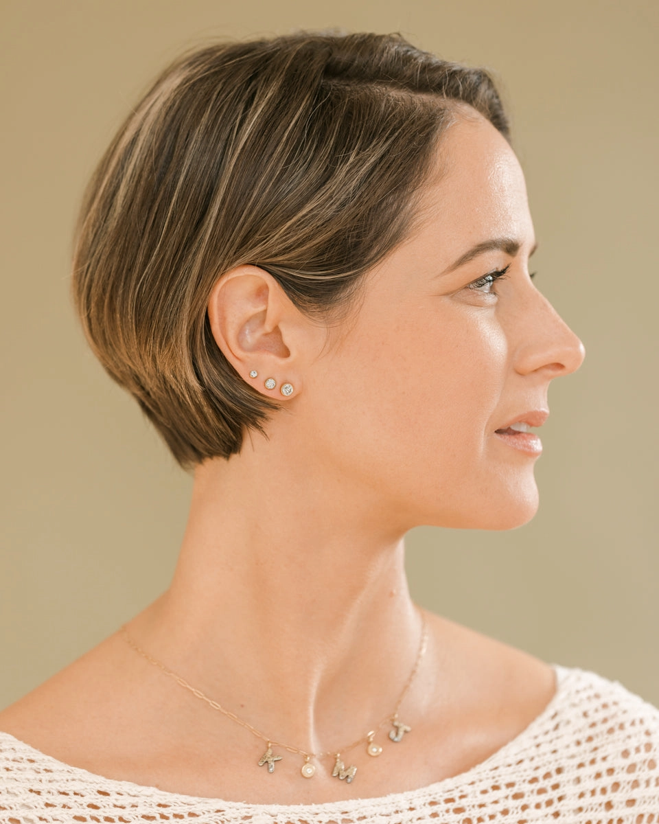 Layer mood Flawless Look Radiance Diamond Studs - 18k Gold, Oxidized Silver   Reclaimed Diamonds