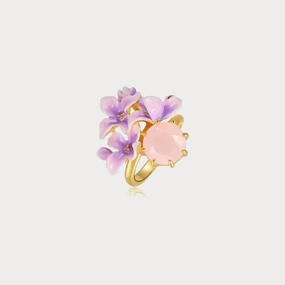 Cool Texture Early Lilac Pink Crystal Ring