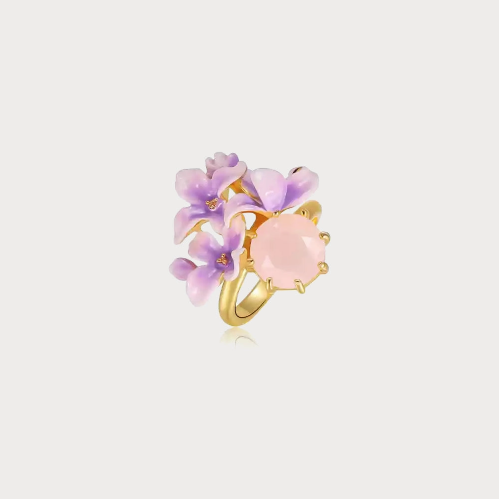 Cool Texture Early Lilac Pink Crystal Ring