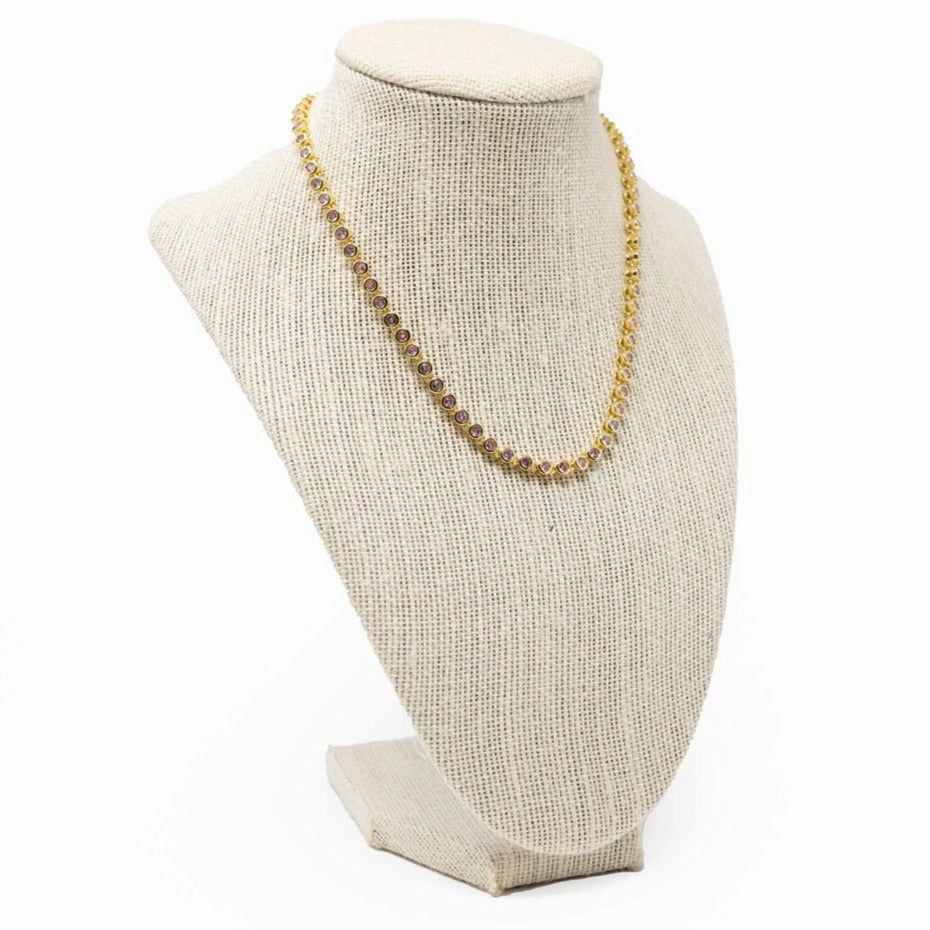 Pink Bezel Necklace Charming Glow Graceful Style