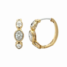 14 Karat Yellow Gold Small Hoop Diamond Earrings (.918cttw) Straight Decoration Luxurious Accessory
