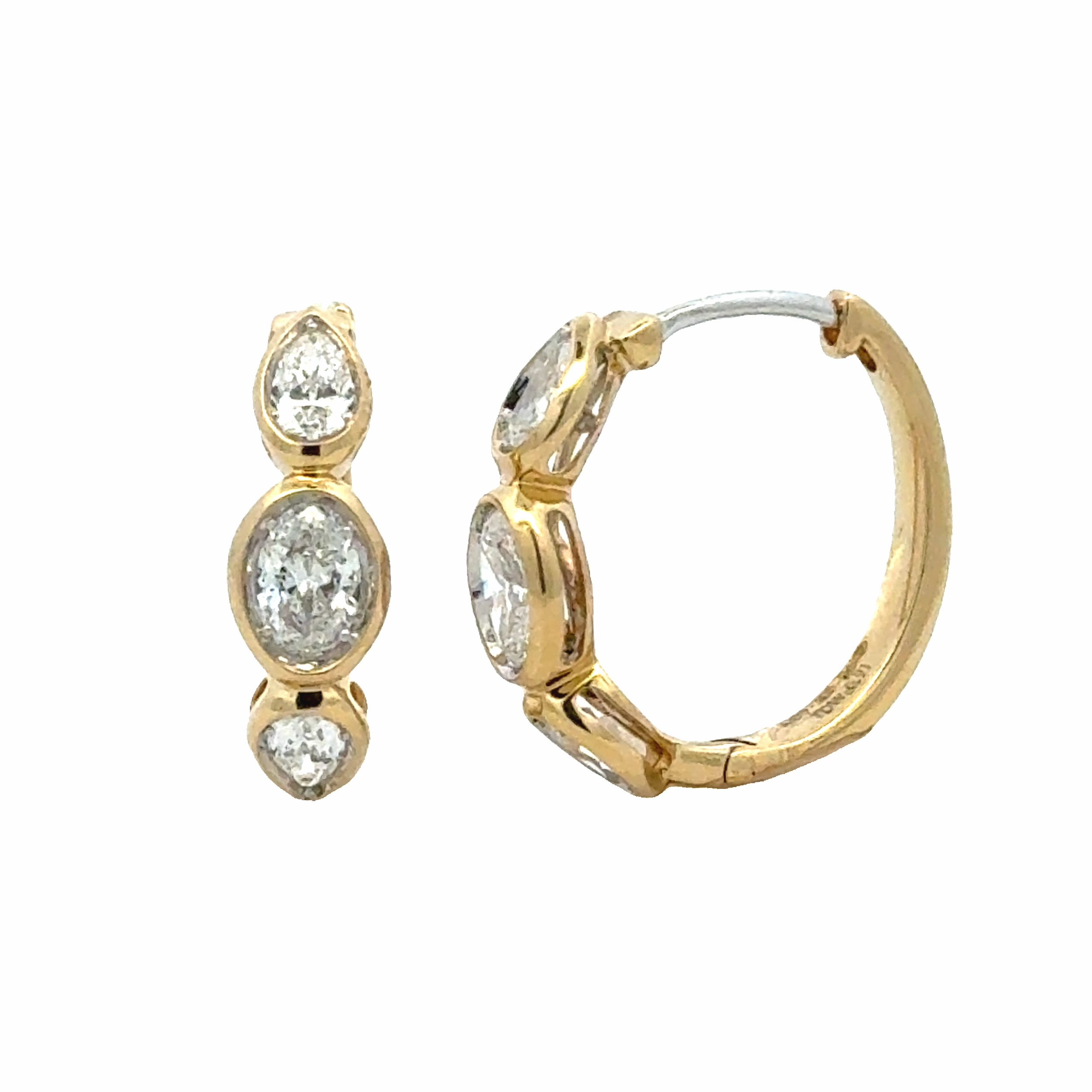 14 Karat Yellow Gold Small Hoop Diamond Earrings (.918cttw) Straight Decoration Luxurious Accessory