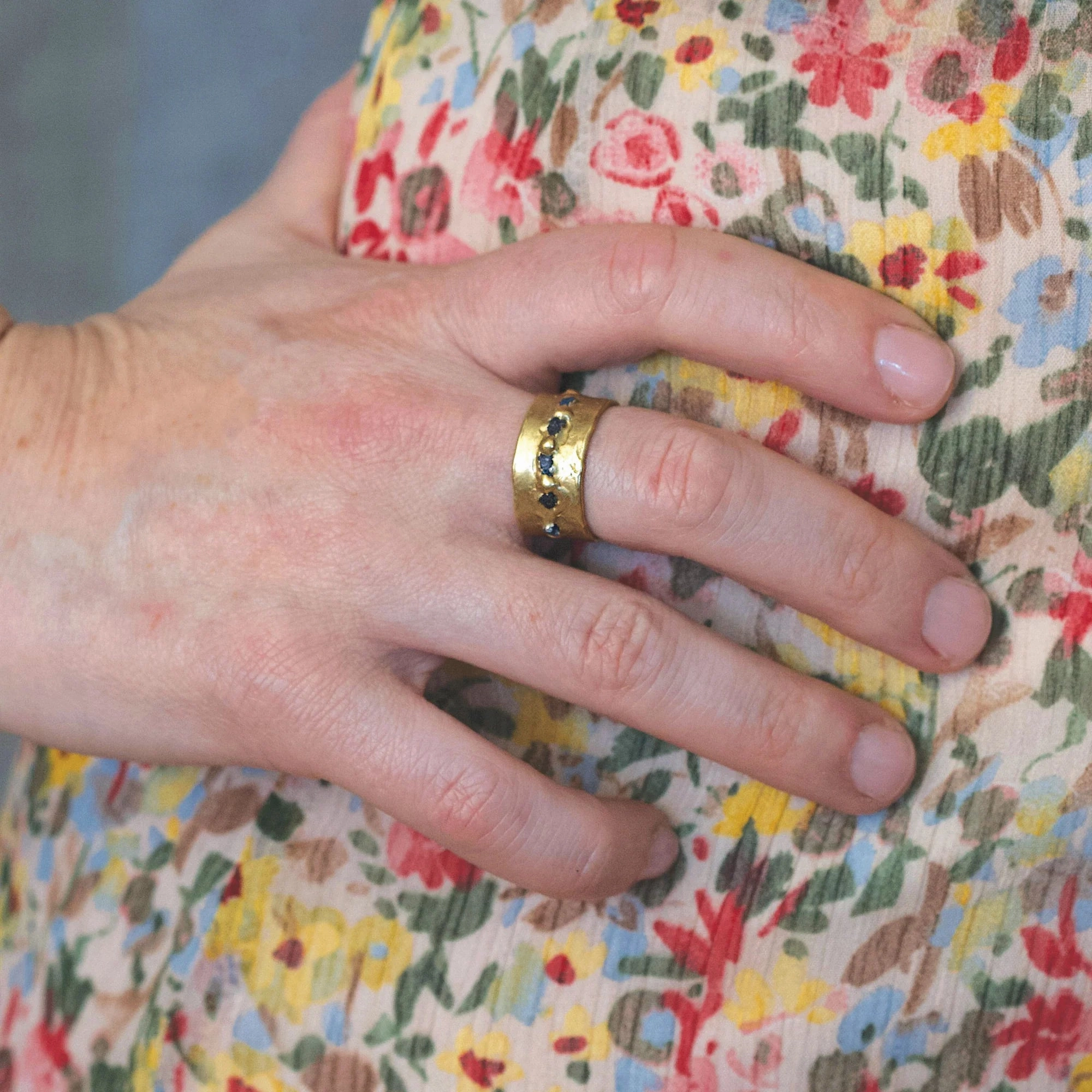 Rapids Ring - Brass   Blue Sapphire Urban Minimal