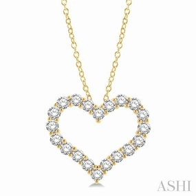 Effortless Cool Delicate Jewelry 4 Ctw Heart Shape Round Cut Diamond Pendant With Chain in 14K Yellow Gold